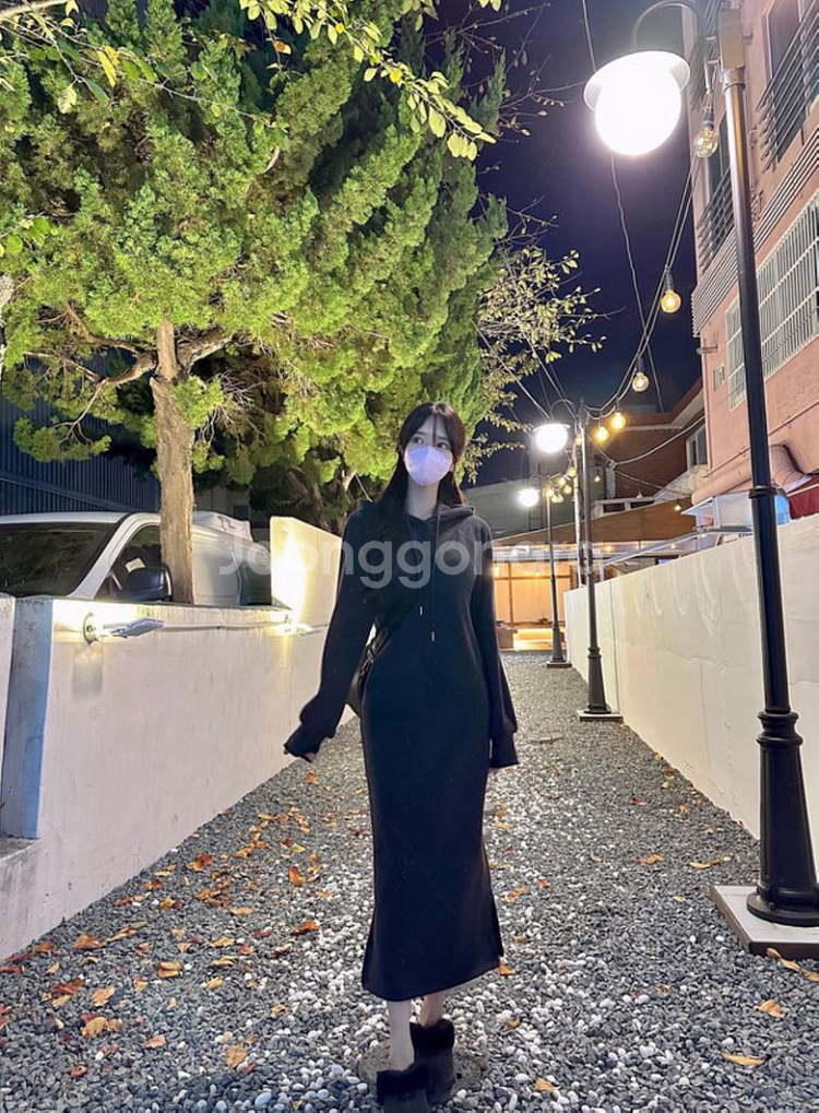 메이윤 속극세사 롱후드원피스--2