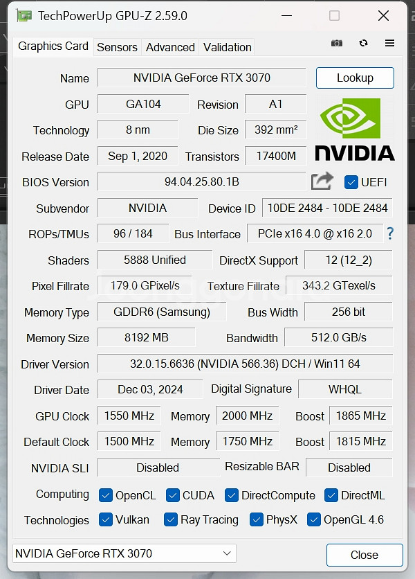 이엠텍 RTX3070 TURBO JET 8gb 하자품--5