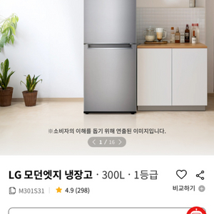 LG 2도어 냉장고 S급 300L