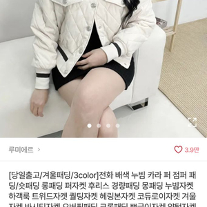 배색 카라 숏패딩