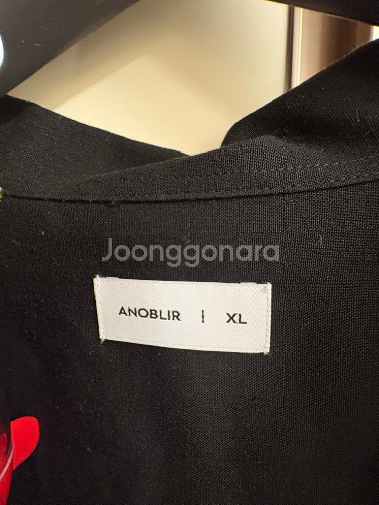 아노블리어 루즈핏 오픈카라 린넨 셔츠, 블랙, XL--2