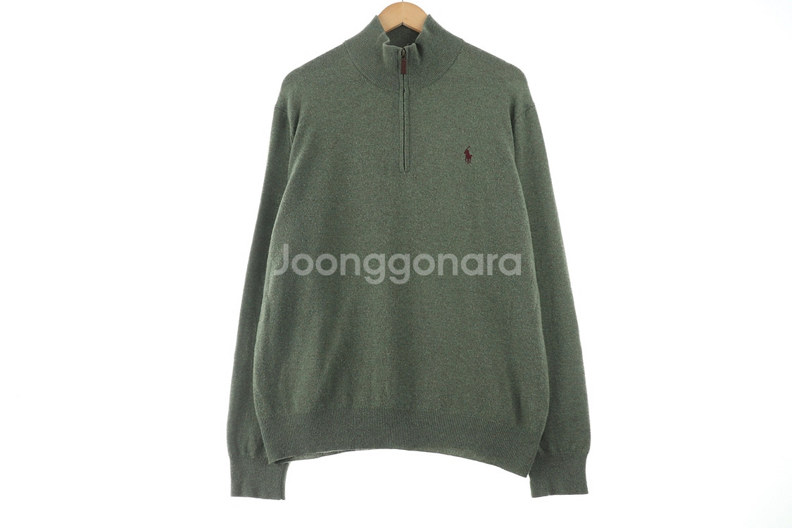 (XL) 폴로 랄프로렌 니트 그린 울 반집업--1