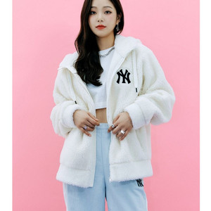 MLB NY로고 플리스 후리스 양털 후드 집업 뽀글이