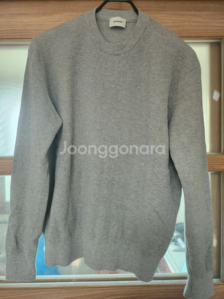 인더로우 코튼 립 니트 크루넥 멜란지 2사이즈--3