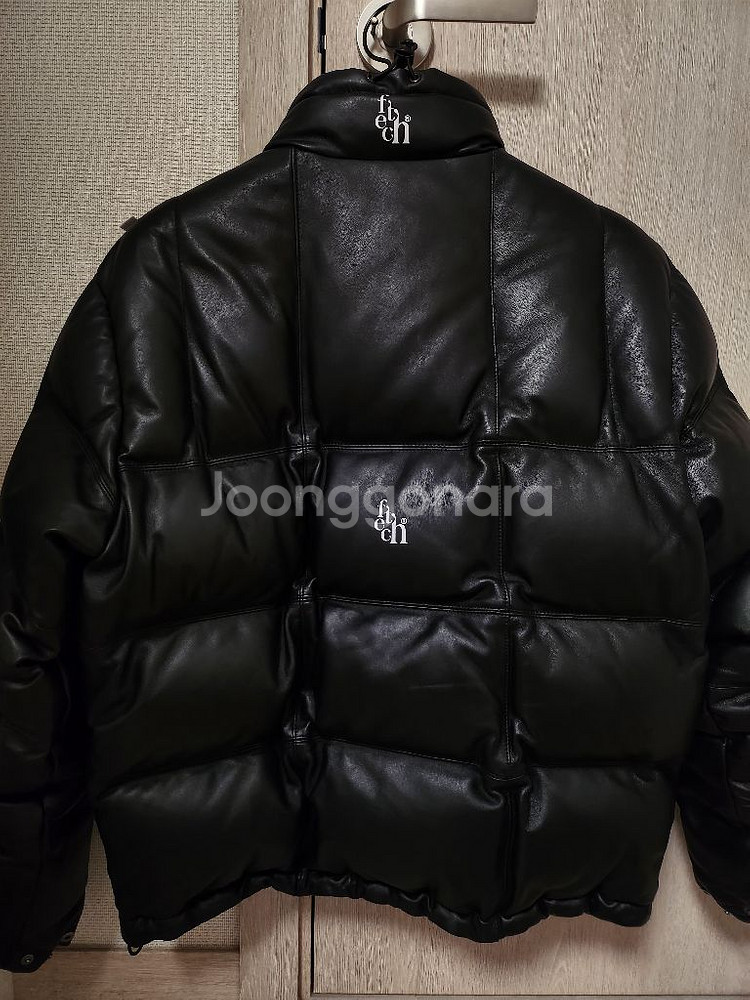 페치 레더 폴리쉬 구스 챌린저 자켓 블랙 패딩--4