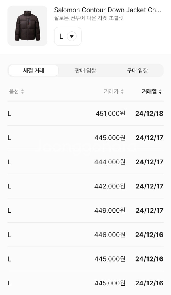 [미개봉 미시착 새상품] 살로몬 컨투어 패딩 초콜렛 L--2