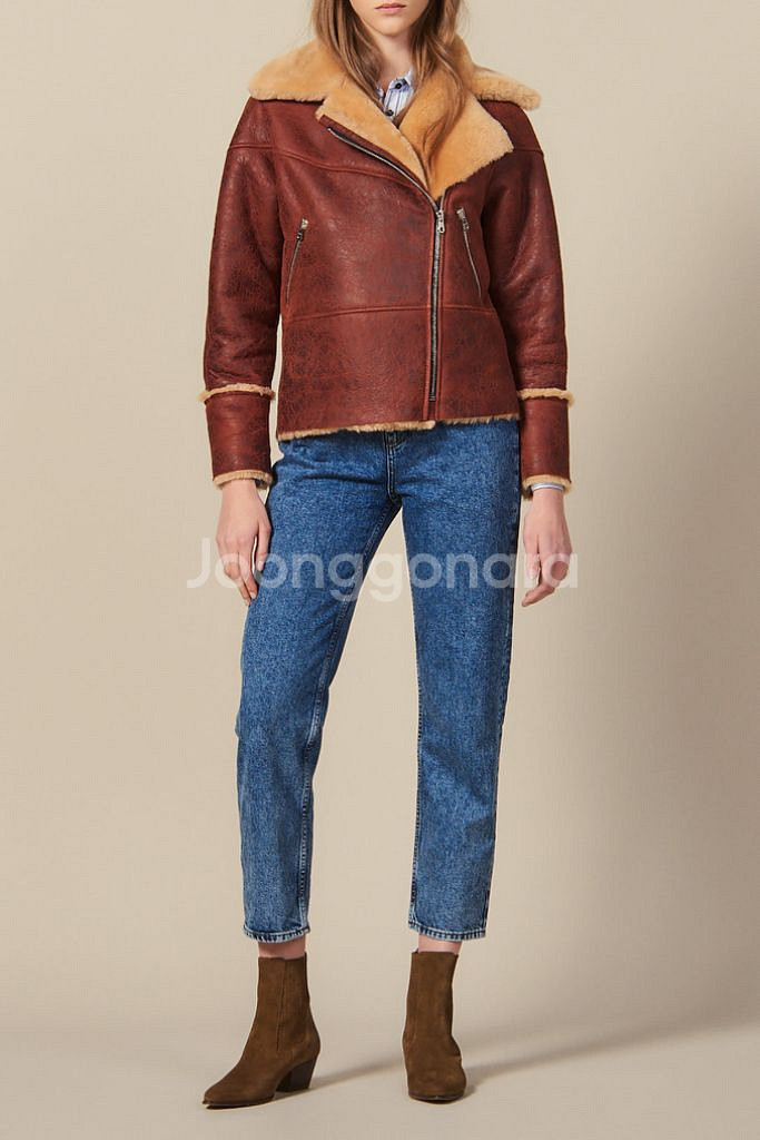 (새상품) 산드로 양가죽/양털 무스탕 1사이즈--1