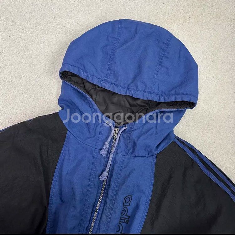 아디더스 올드스쿨 y2k 빈티지 누빔 후드 크롭 자켓--3