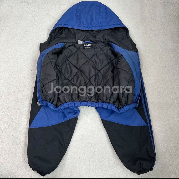 아디더스 올드스쿨 y2k 빈티지 누빔 후드 크롭 자켓--2