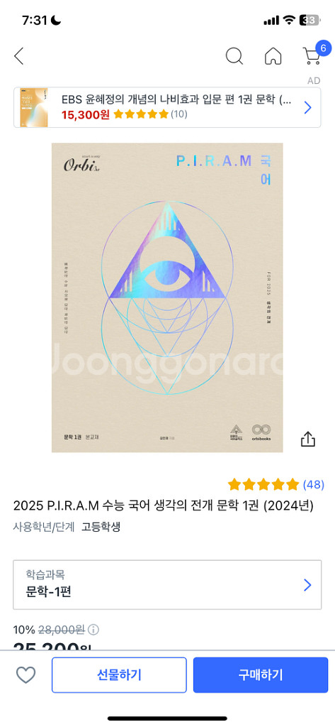 피램 생각의 전개 독서 문학 1권--1