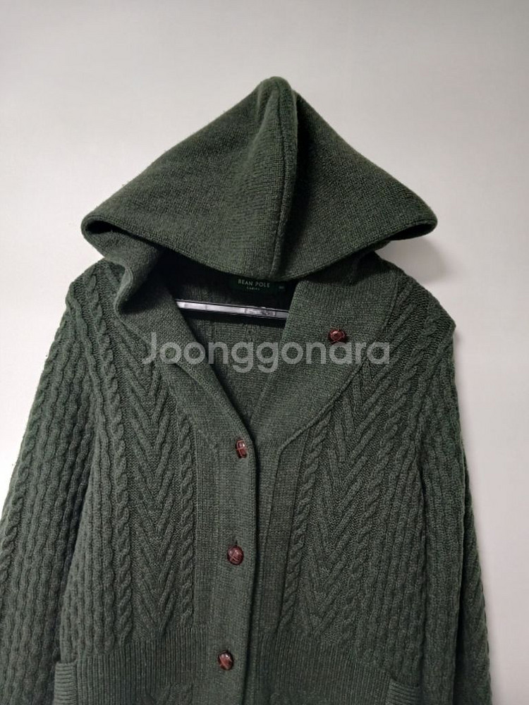 여성 빈폴 울100% 후드 니트코트/90)--1