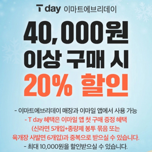 이마트 에브리데이 40,000원 이상 구매 시 20%