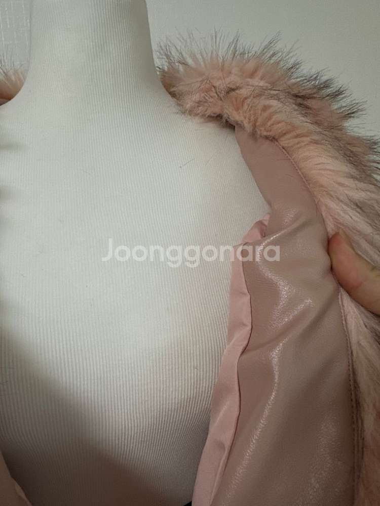 핑크 인조퍼 자켓--3