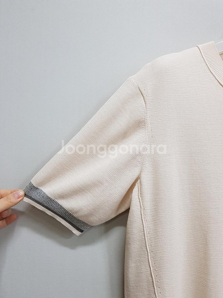 한섬 랑방 배색라인 얇은 니트 탑 90(F)--4