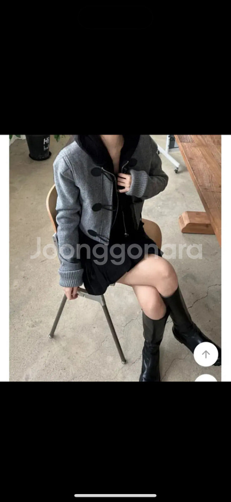 크롭 떡볶이 코트 자켓 그레이 안감 누빔 에이블리 지그--1