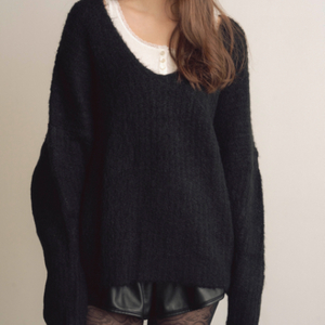 오브네어 SMOOTH ALPACA KNIT BLACK