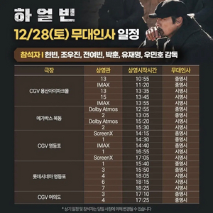 12/28일 하얼빈 무대인사 g열 통로석