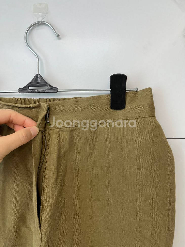 S사이즈)카키 와이드핏 린넨바지--1