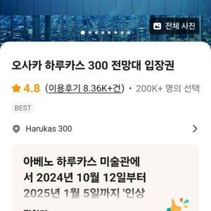 오사카 하루카스 300 전망대 입장권 2인