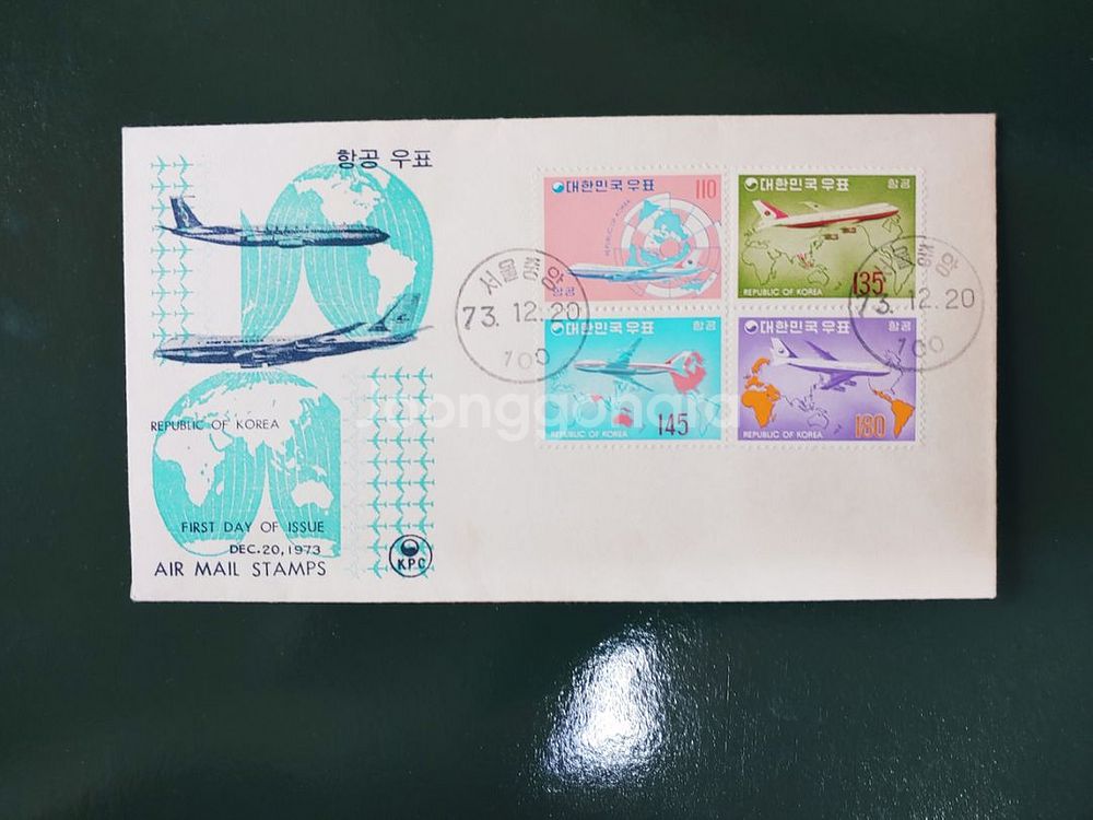 1973년 발행 그라비아 항공우표 시트 4종, 초일봉투--1