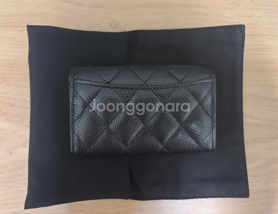 샤넬 카드지갑, 카드홀더, 클똑 케비어 블랙 은장--2