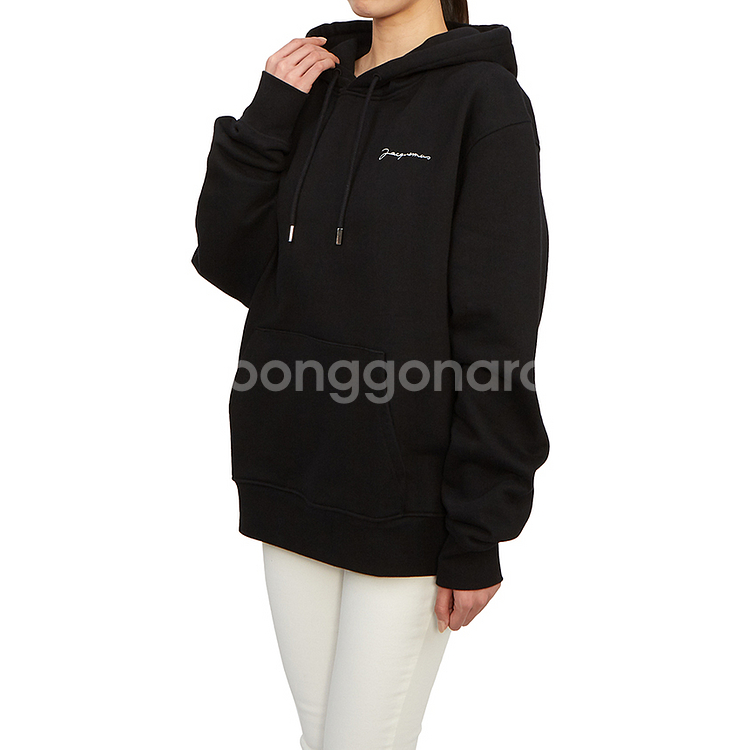 (새상품) 자크뮈스 자수 로고 블랙 기모 후드티 XXS--2