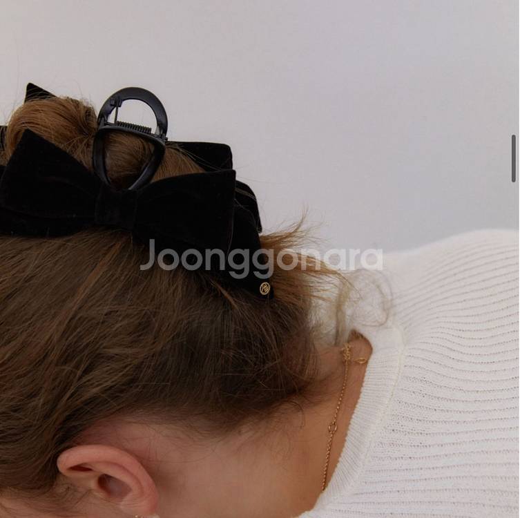 오블라 헤어 집게핀 (벨벳이중리본. 금장장식--3