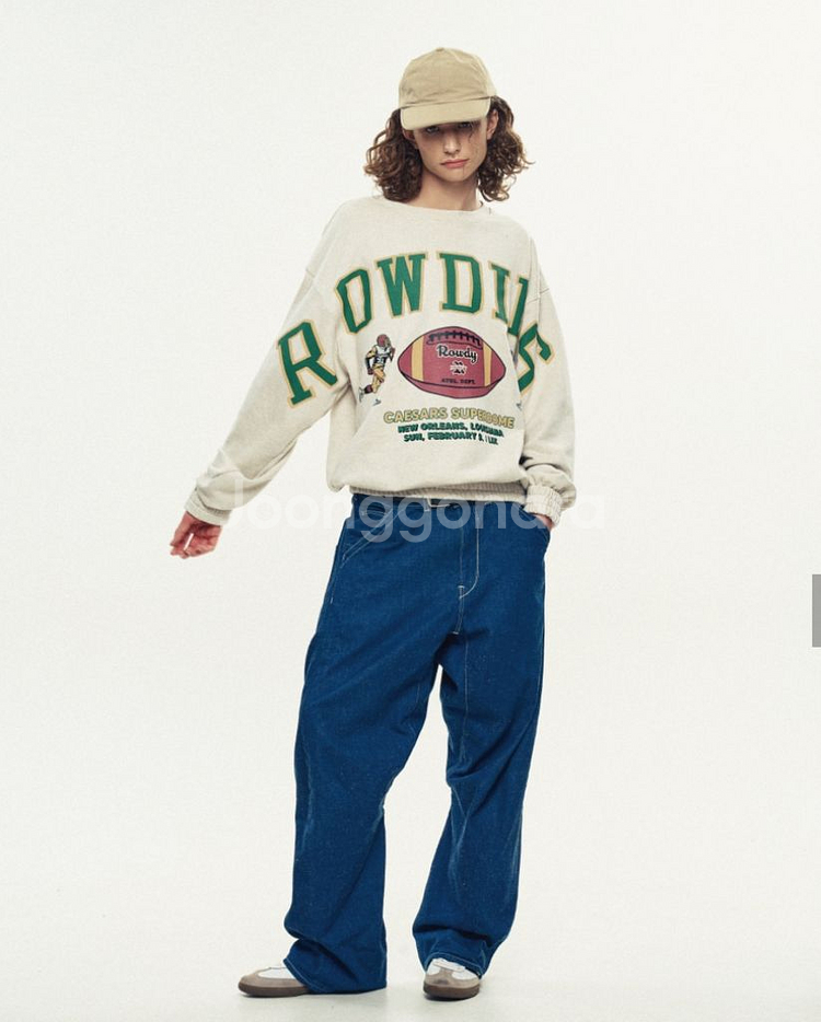 라우디 라우디스 슈퍼볼 밴딩 스웻셔츠 오트밀 M 맨투맨--2