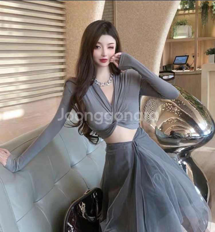 [새것]섹시 셔링꼬임크롭티free--1