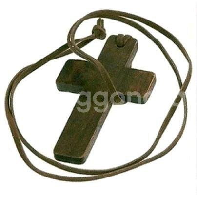 새 십자가 라인 목재 목걸이 기독교 천주교 선물--3
