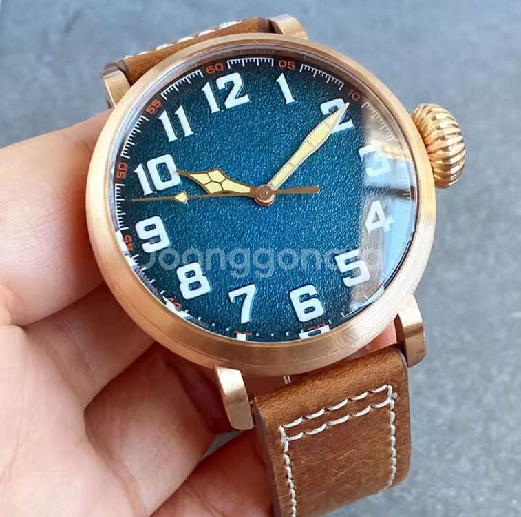 47mm 청판 브론즈 자동 시계, 빈티지 파일럿, 10--2