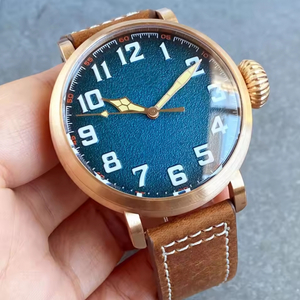 47mm 청판 브론즈 자동 시계, 빈티지 파일럿, 10