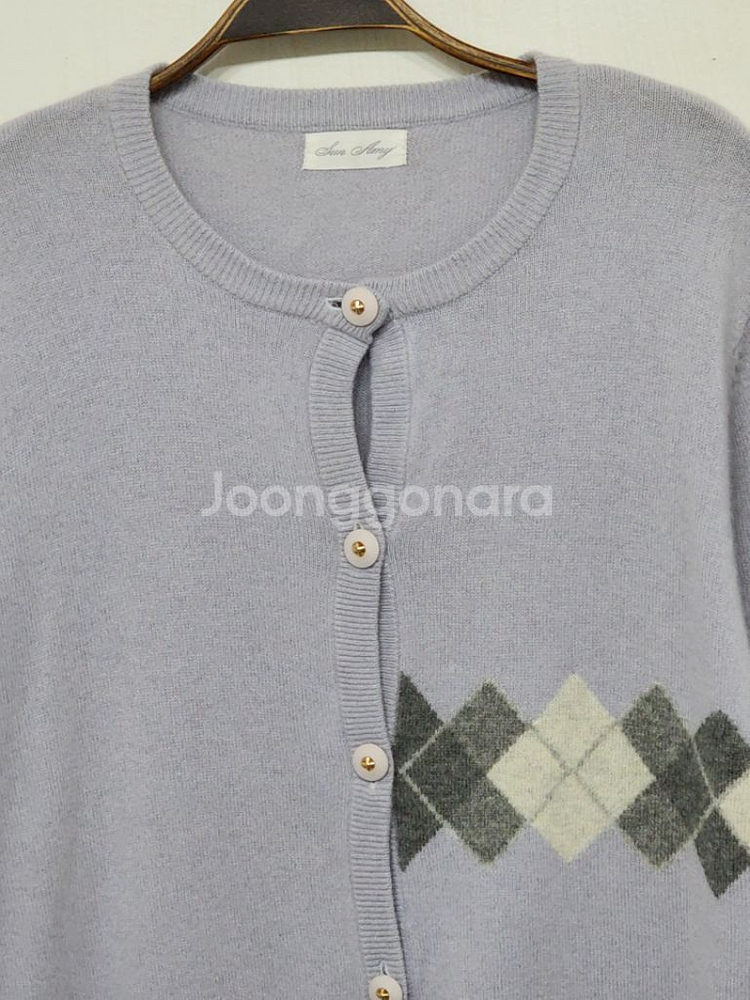 (L) 캐시미어 100 가디건 아가일 라운드 해외판--1