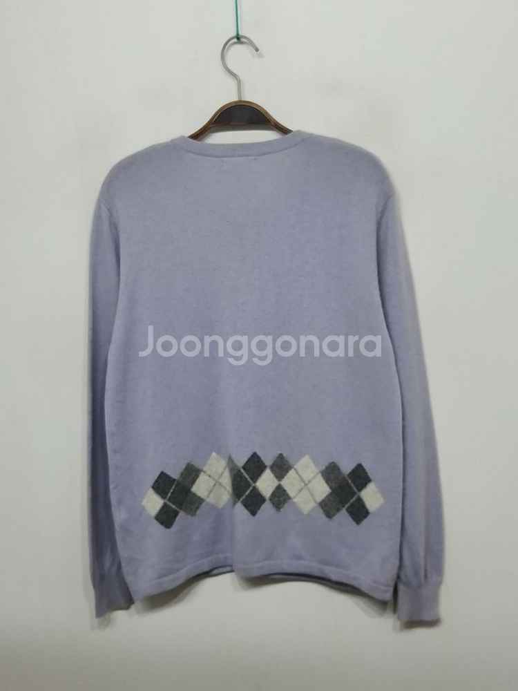 (L) 캐시미어 100 가디건 아가일 라운드 해외판--4