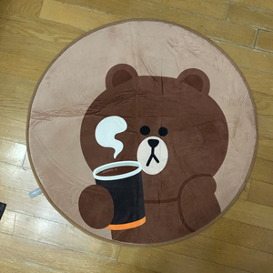 (새상품) 라인프렌즈 던킨 브라운 곰 원형 러그 카페트