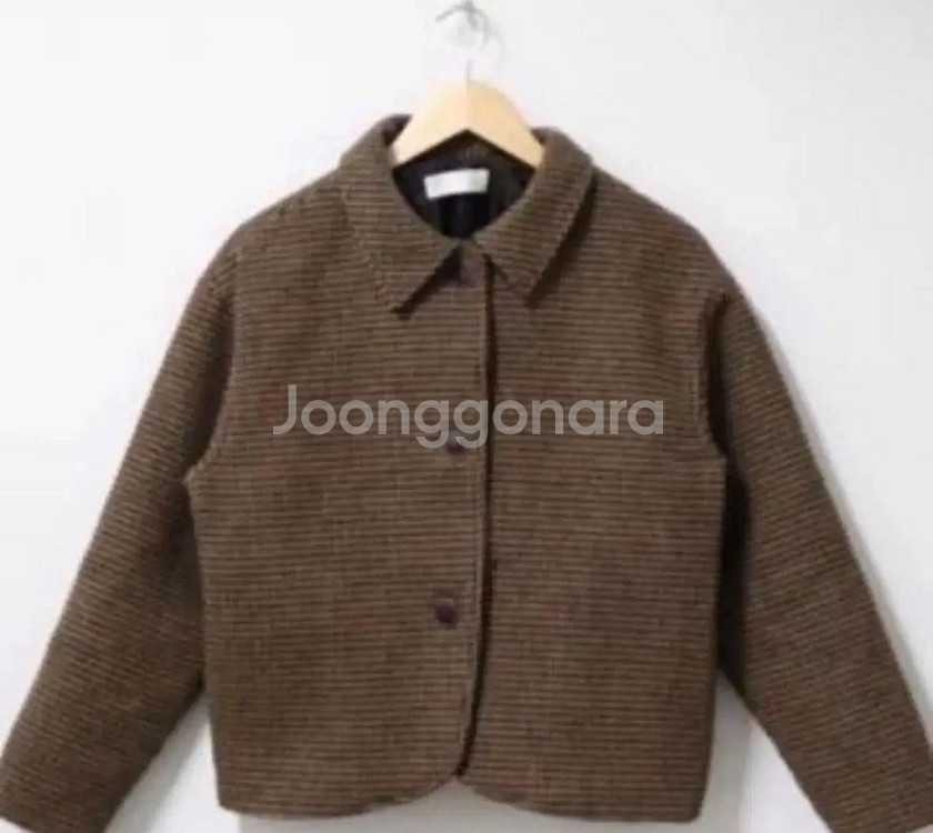 바온 브라운 체크 울자켓--0