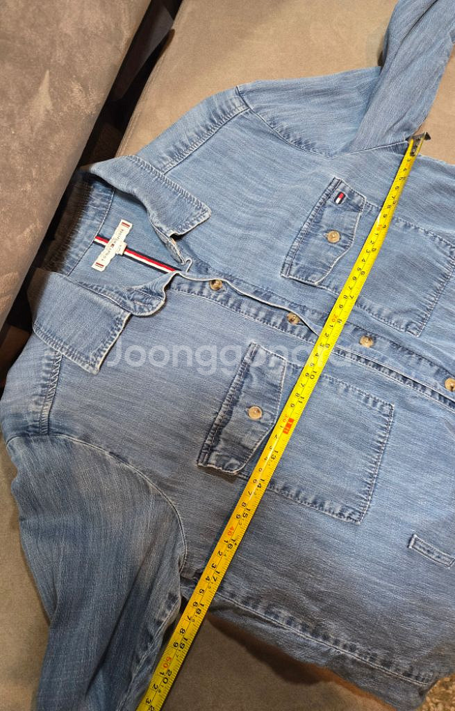 무배) 타미 힐피거 데님 원피스 청 롱셔츠 남방--4