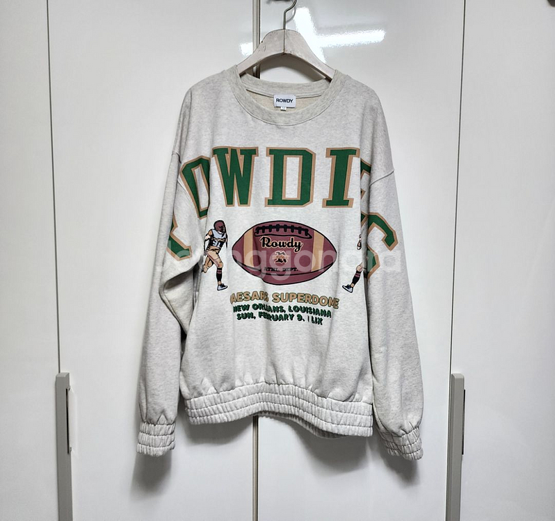 라우디 라우디스 슈퍼볼 밴딩 스웻셔츠 오트밀 M 맨투맨--1