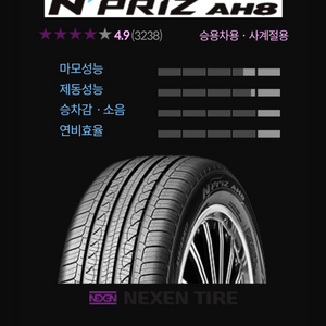 넥센 16인치 2개 타이어팝니다. 205/60R/16