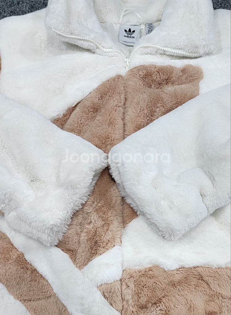 아디다스 빅로고 FUR 퍼 후리스 집업 자켓 XL--5