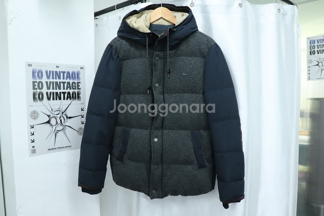 (L) 라코스테 패딩 점퍼자켓 덕다운 니트 올드스쿨--1