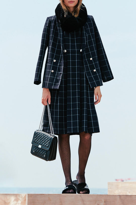 (새상품) 끌로디피에로 네이비 체크 롱원피스 36사이즈--1