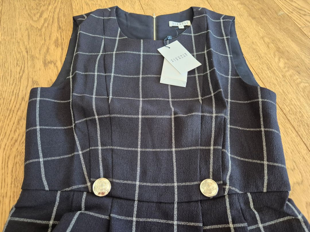 (새상품) 끌로디피에로 네이비 체크 롱원피스 36사이즈--7