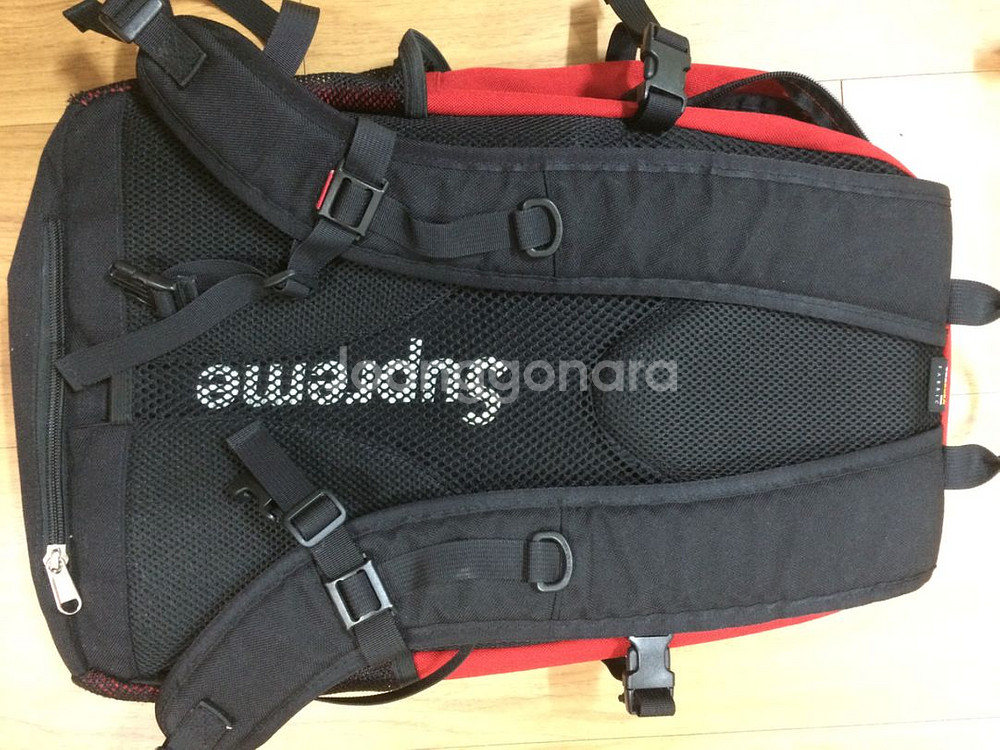 슈프림 코듀라 레드 백팩 정품--2