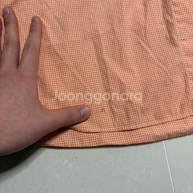 정품 폴로 랄프로렌 오렌지 체크 오버핏 셔츠--7