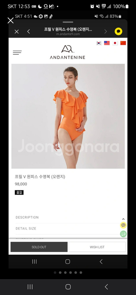 새상품 / 안단테나인 수영복 모노키니 비키니--6