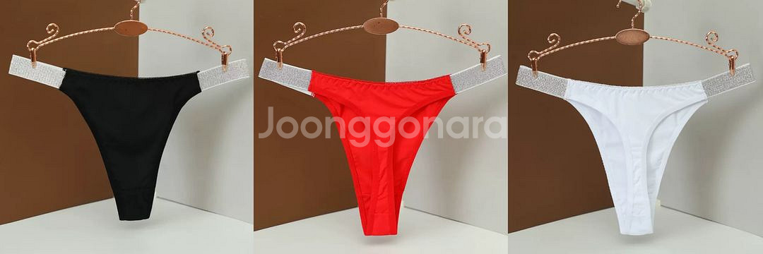 골반위로입는)반짝이 밴드식 티팬티 검정, 레드, 흰색--6