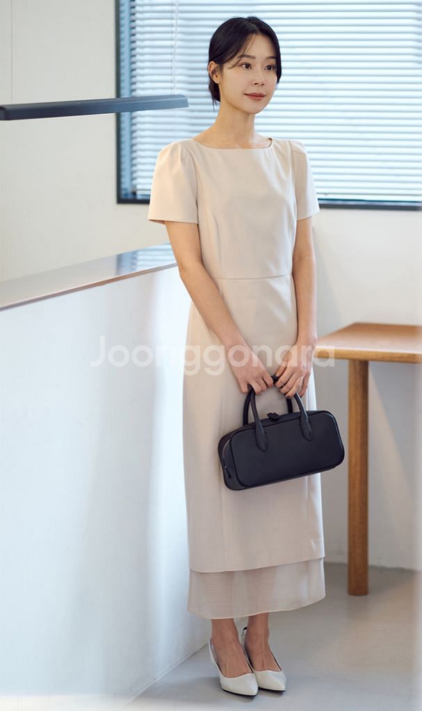 라메레이See-through Boat Neck Dres--2