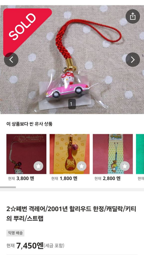 헬로 키티 USJ 한정 자동차 키티 스트랩 격레어--9