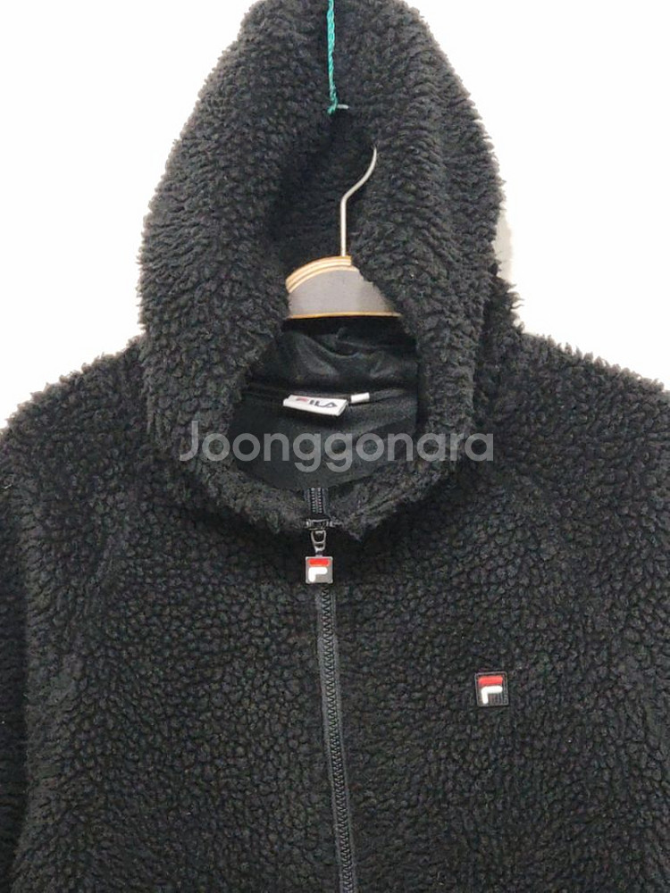(L) 휠라 뽀글이 점퍼 블랙 필라 후리스 후드자켓--1